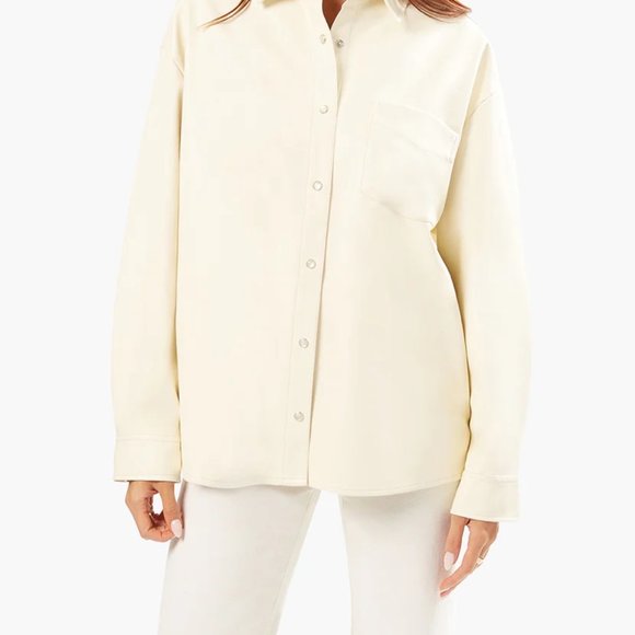 WeWoreWhat Vegan Leather Overshirt NWT - Picture 4 of 7